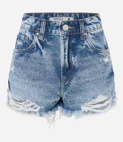 Short Slim Cintura Médio em Jeans com Barra Desfiada
