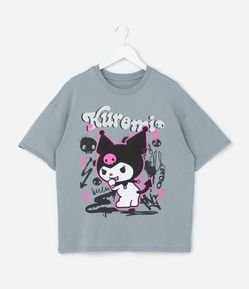 Camiseta Infantil com Estampa da Kuromi com Brilhos - Tam 5 a 14 Anos