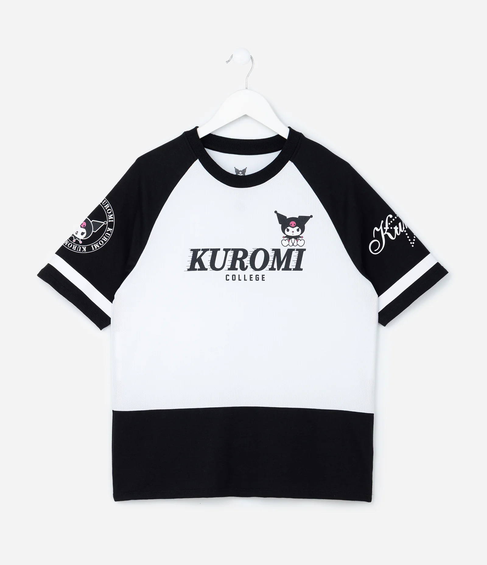 Camiseta Infantil com  Recortes e Estampa Kuromi - Tam 5 a 14 Anos Preto/Branco 1
