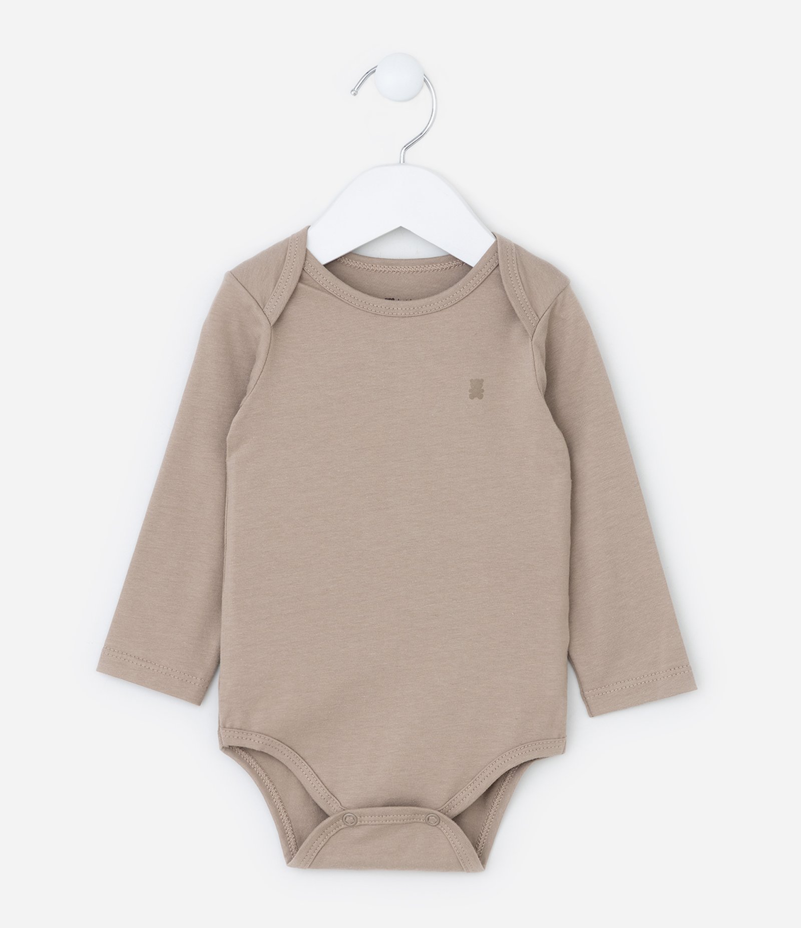 Body Infantil em Algodão Básico - Tam RN a 18 meses Marrom Claro 1