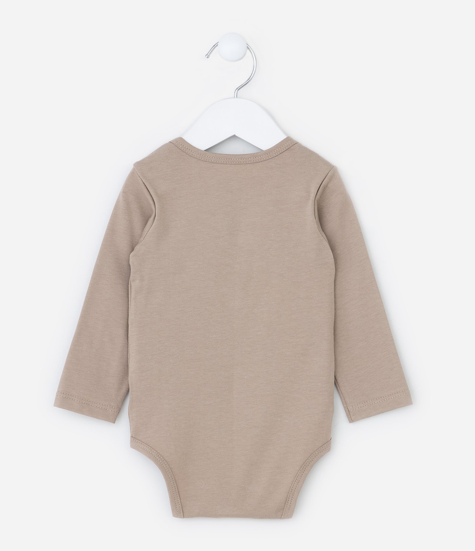 Body Infantil em Algodão Básico - Tam RN a 18 meses Marrom Claro 2