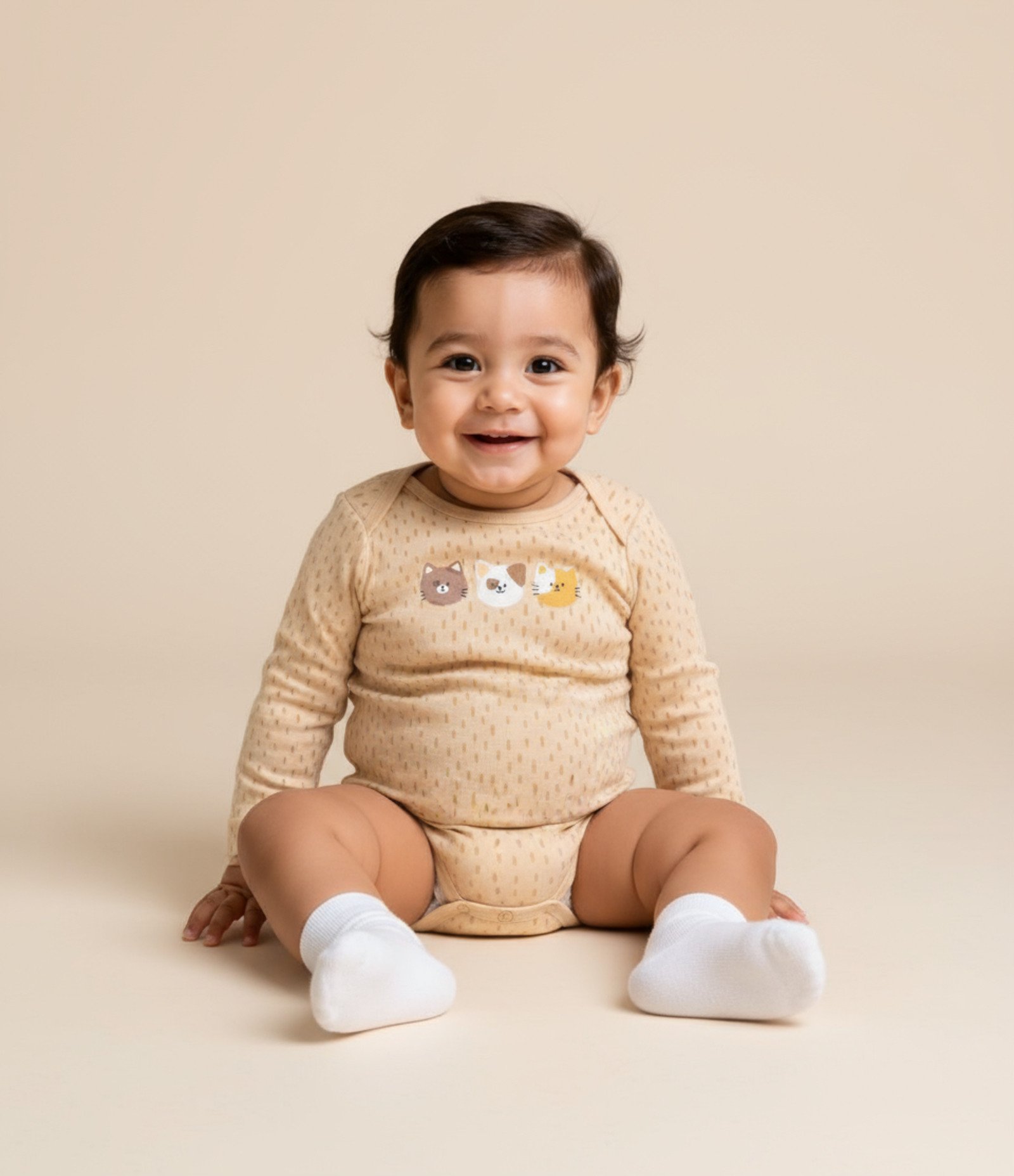 Body Infantil com Estampa Carinha de Bichinhos - Tam RN a 18 meses Amarelo 1