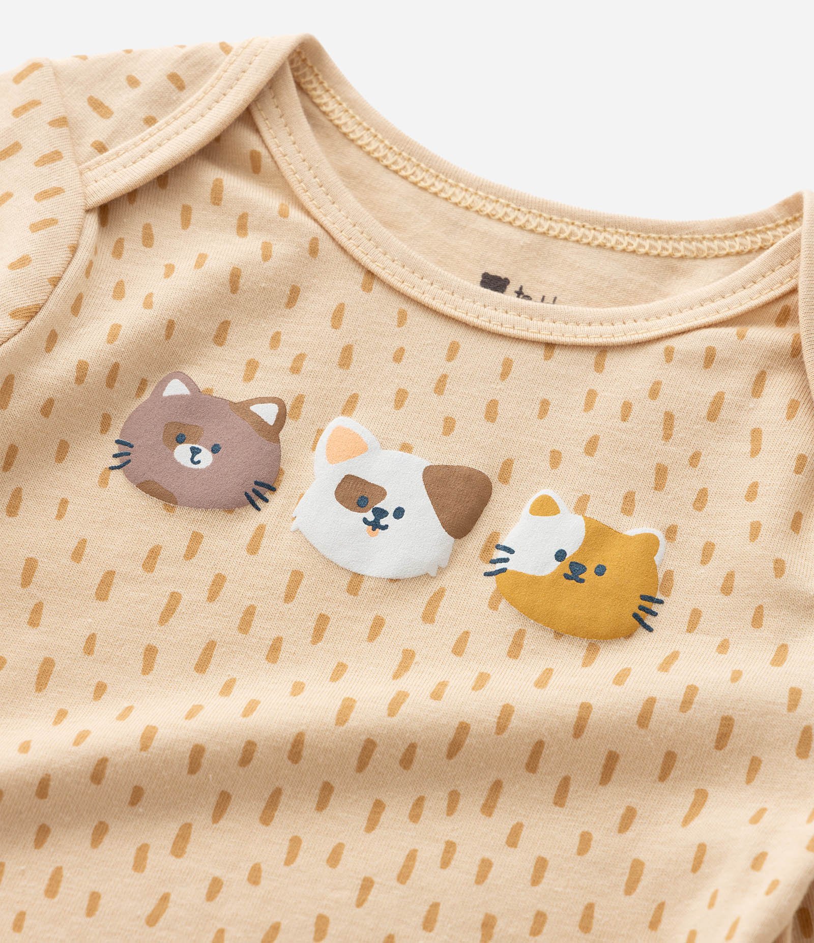 Body Infantil com Estampa Carinha de Bichinhos - Tam RN a 18 meses Amarelo 7