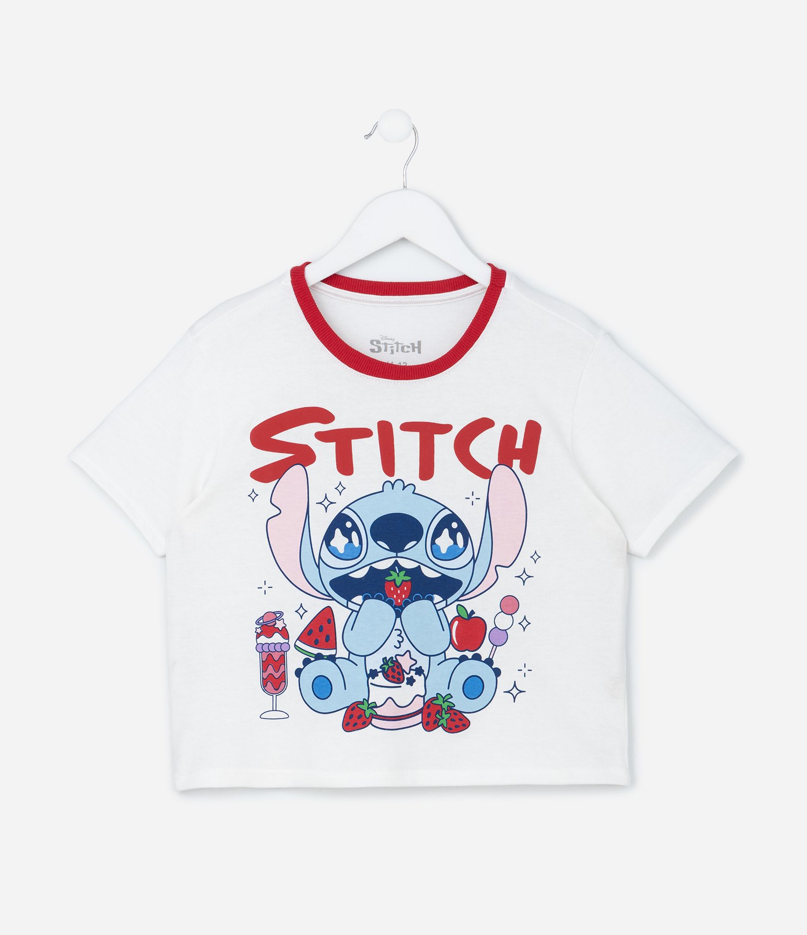 Blusa Infantil com Estampa do Stitch - Tam  5 a 14 Anos Branco 1