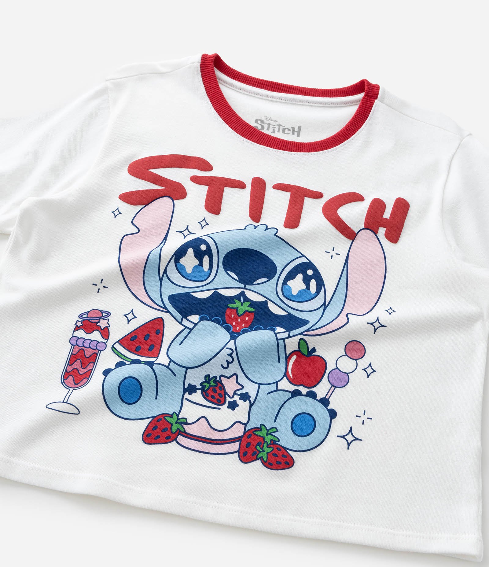 Blusa Infantil com Estampa do Stitch - Tam  5 a 14 Anos Branco 5