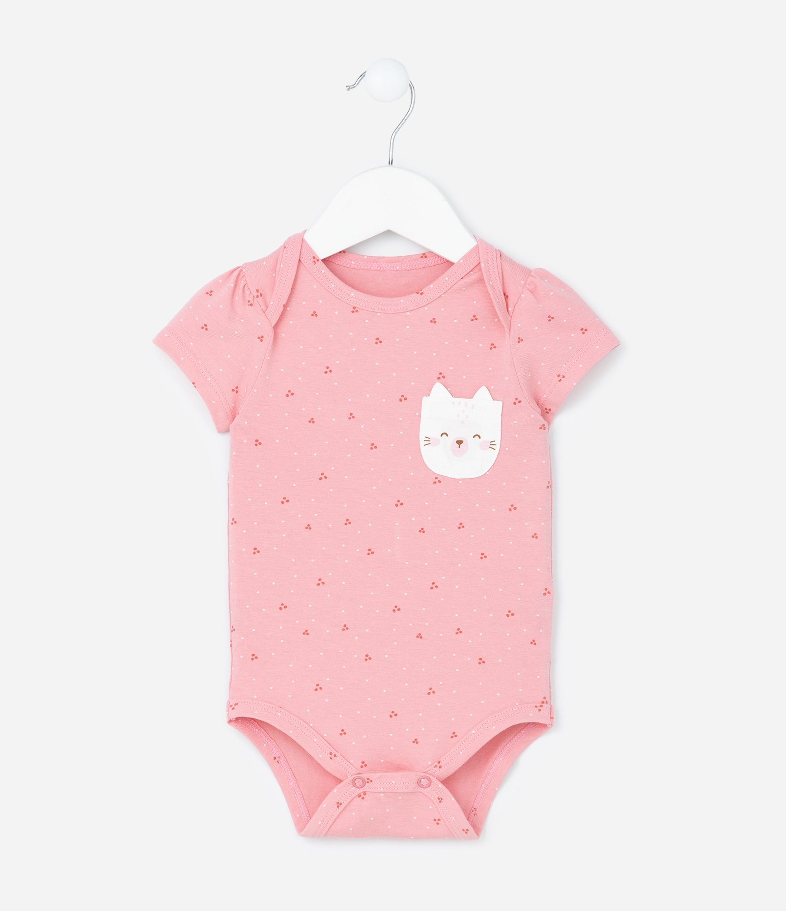 Body Infantil com Bolsinho Estampa de Gatinha - Tam RN a 18 meses Rosa 2