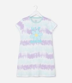 Camisola Infantil com Estampa Tie Dye e Margarida -Tam 5 a 14 Anos