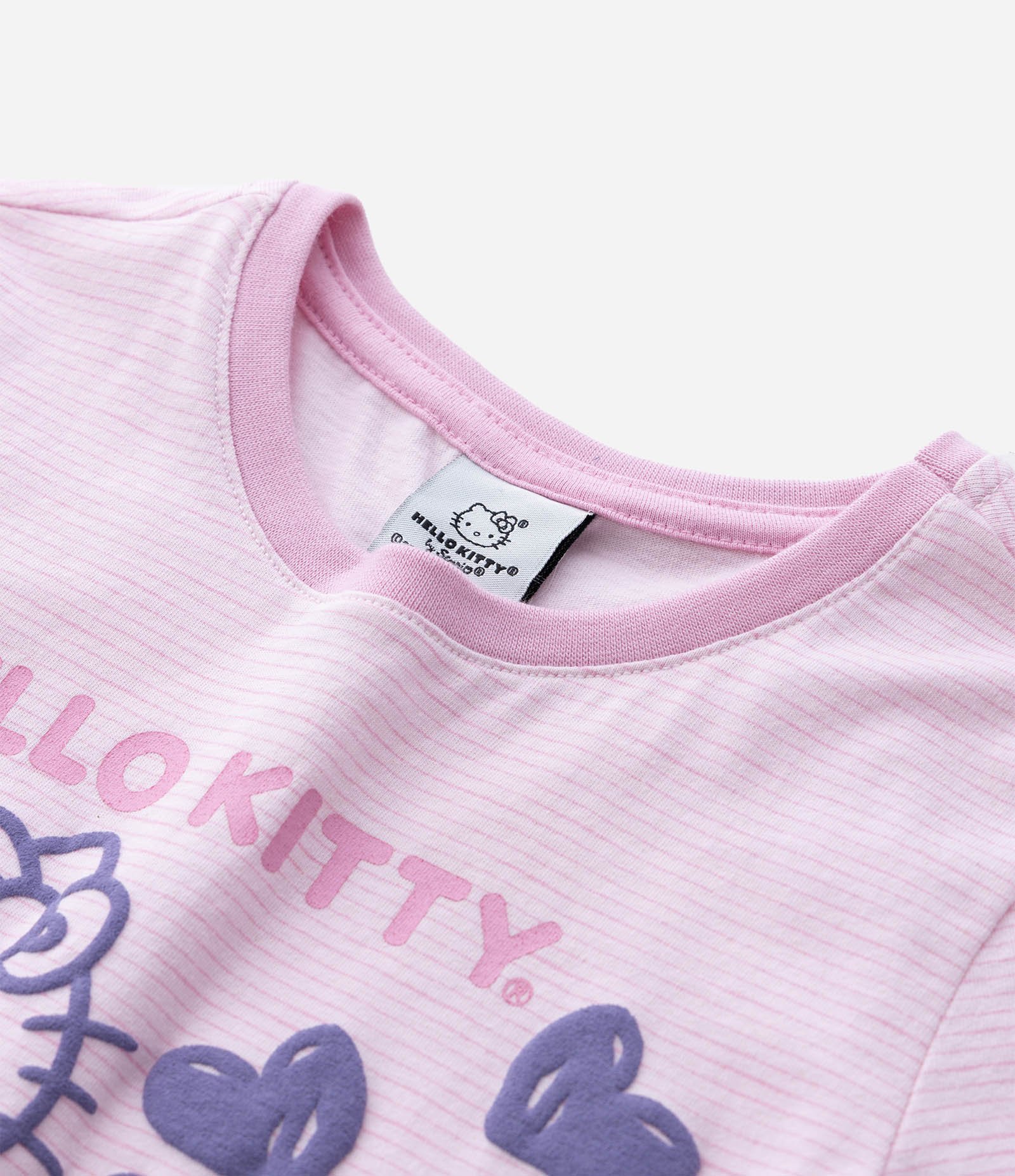 Pijama Curto Infantil com Estampa Listrada Hello Kitty - Tam 2 a 6 Anos Rosa 9