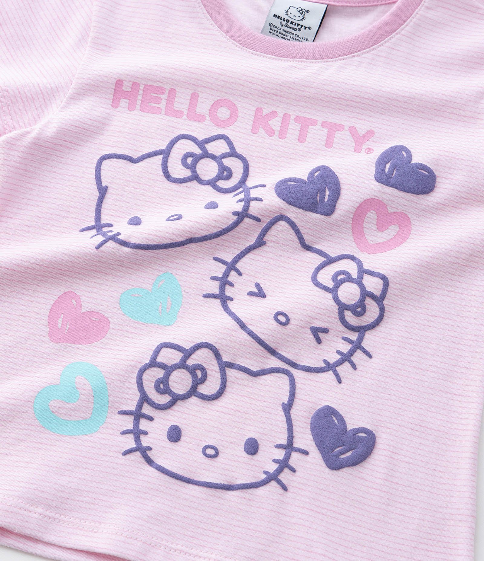 Pijama Curto Infantil com Estampa Listrada Hello Kitty - Tam 2 a 6 Anos Rosa 11