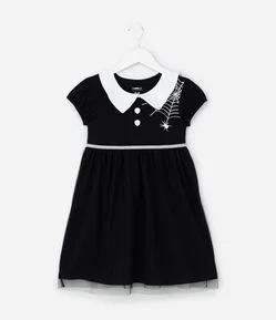 Camisola Infantil com Estampa Teia de Aranha - Tam 4 a 10 Anos