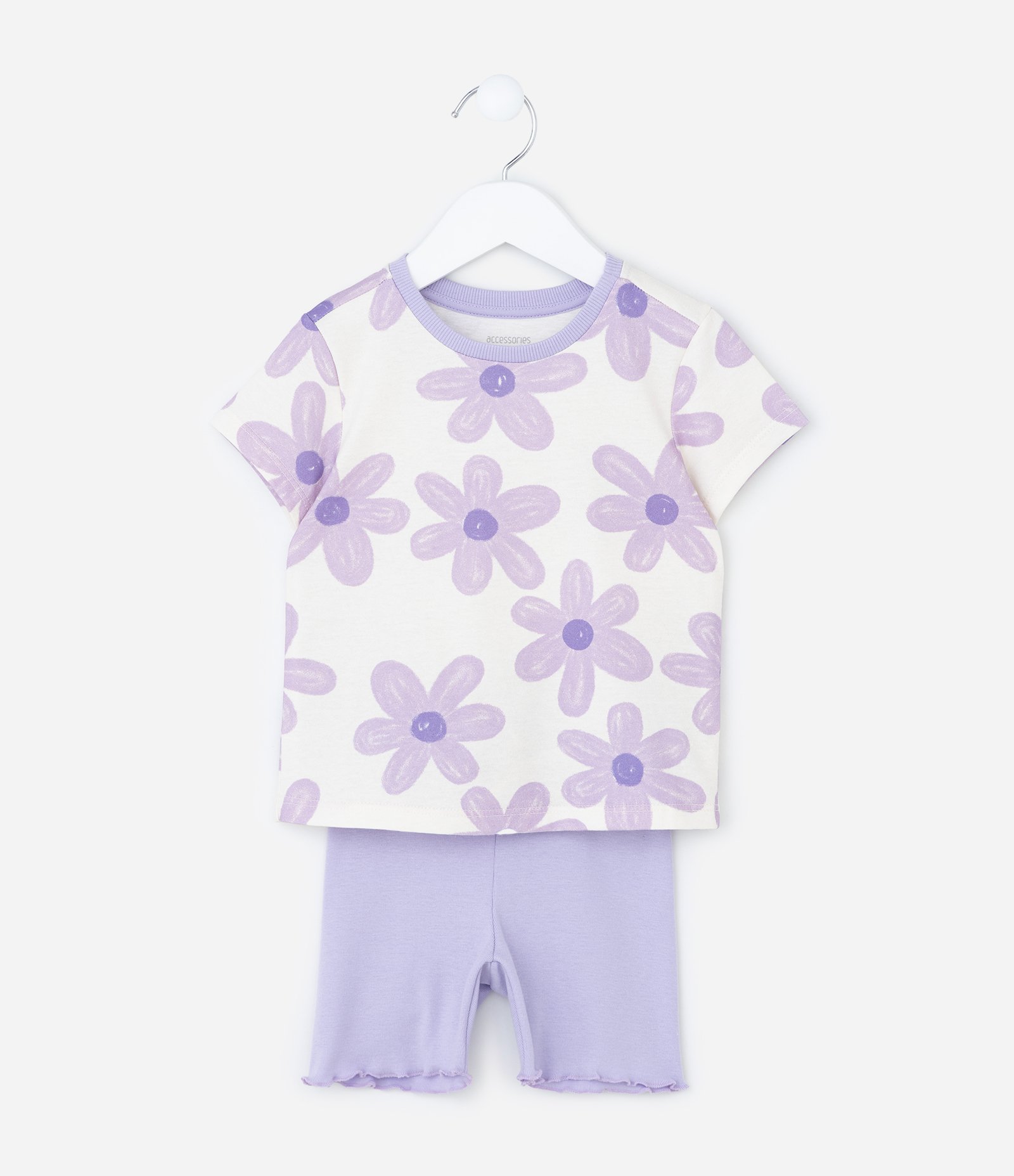 Pijama Curto Infantil com Estampa Floral - Tam 2 a 6 Anos Roxo 1