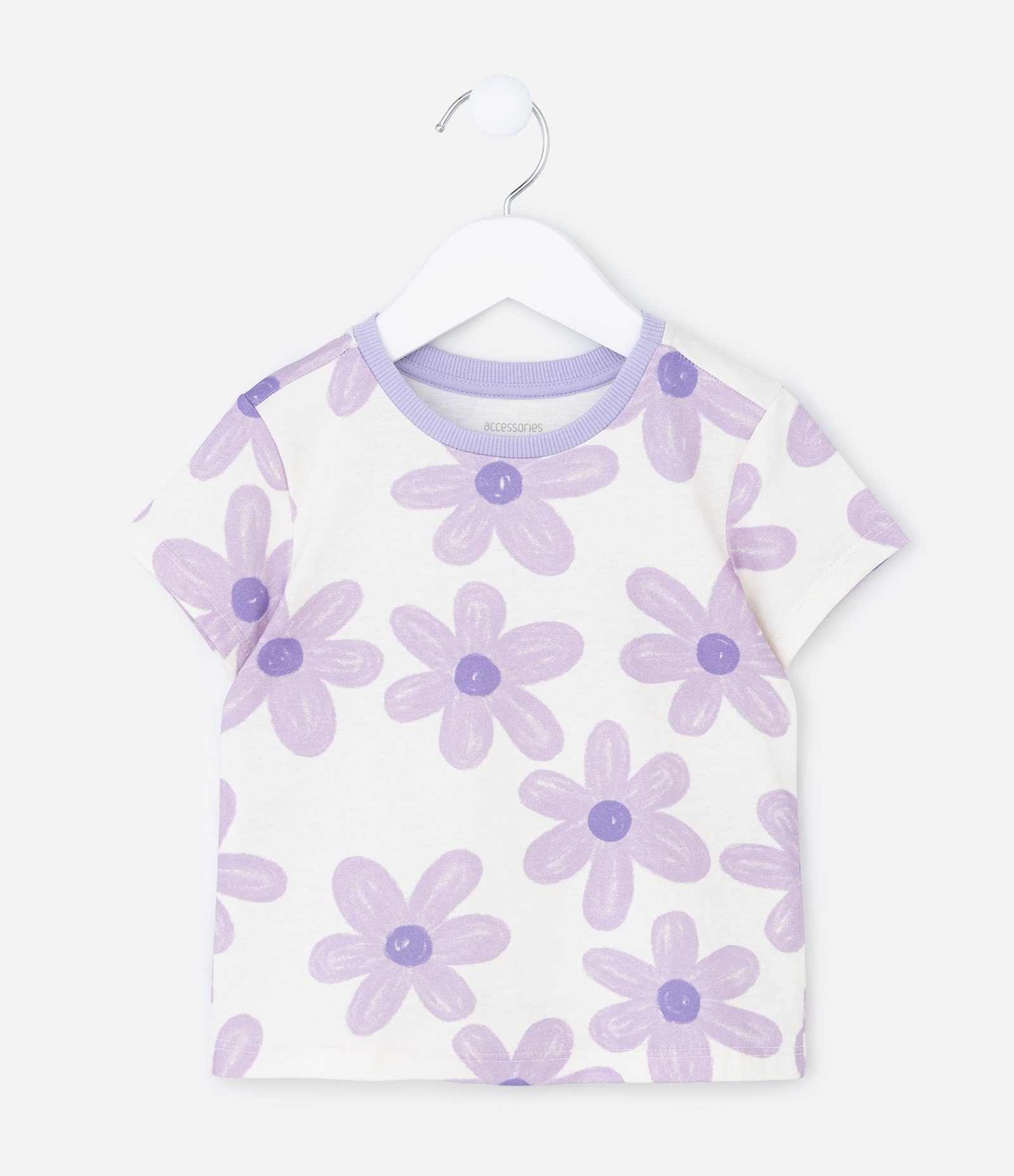 Pijama Curto Infantil com Estampa Floral - Tam 2 a 6 Anos Roxo 2