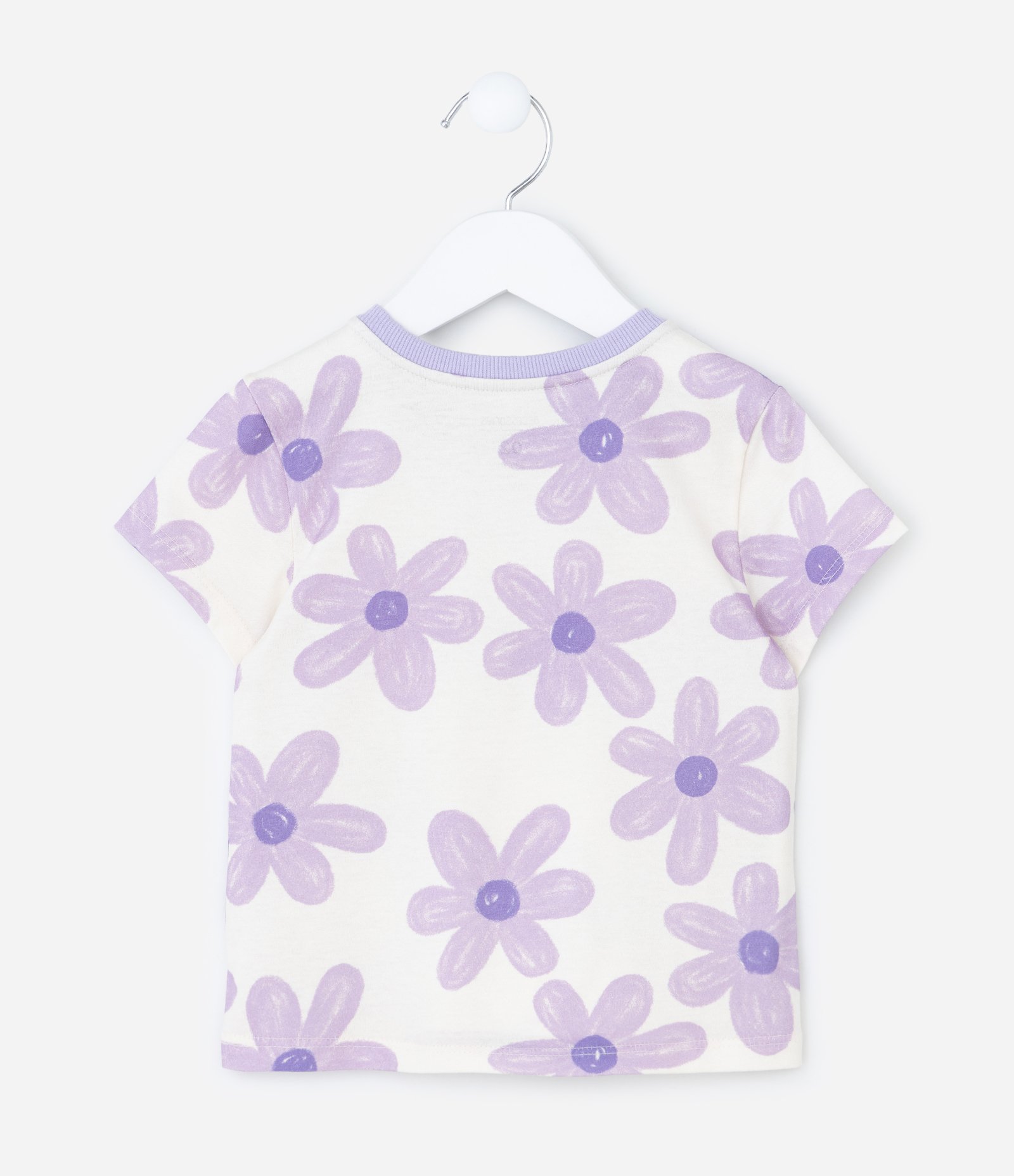 Pijama Curto Infantil com Estampa Floral - Tam 2 a 6 Anos Roxo 3