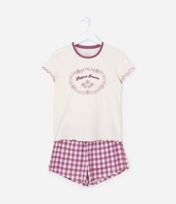 Pijama Infantil com Estampa Xadrez - Tam 5 a 16 Anos