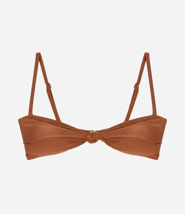 Biquíni Top Bandeau em Microfibra Metalizada com Nó Frontal