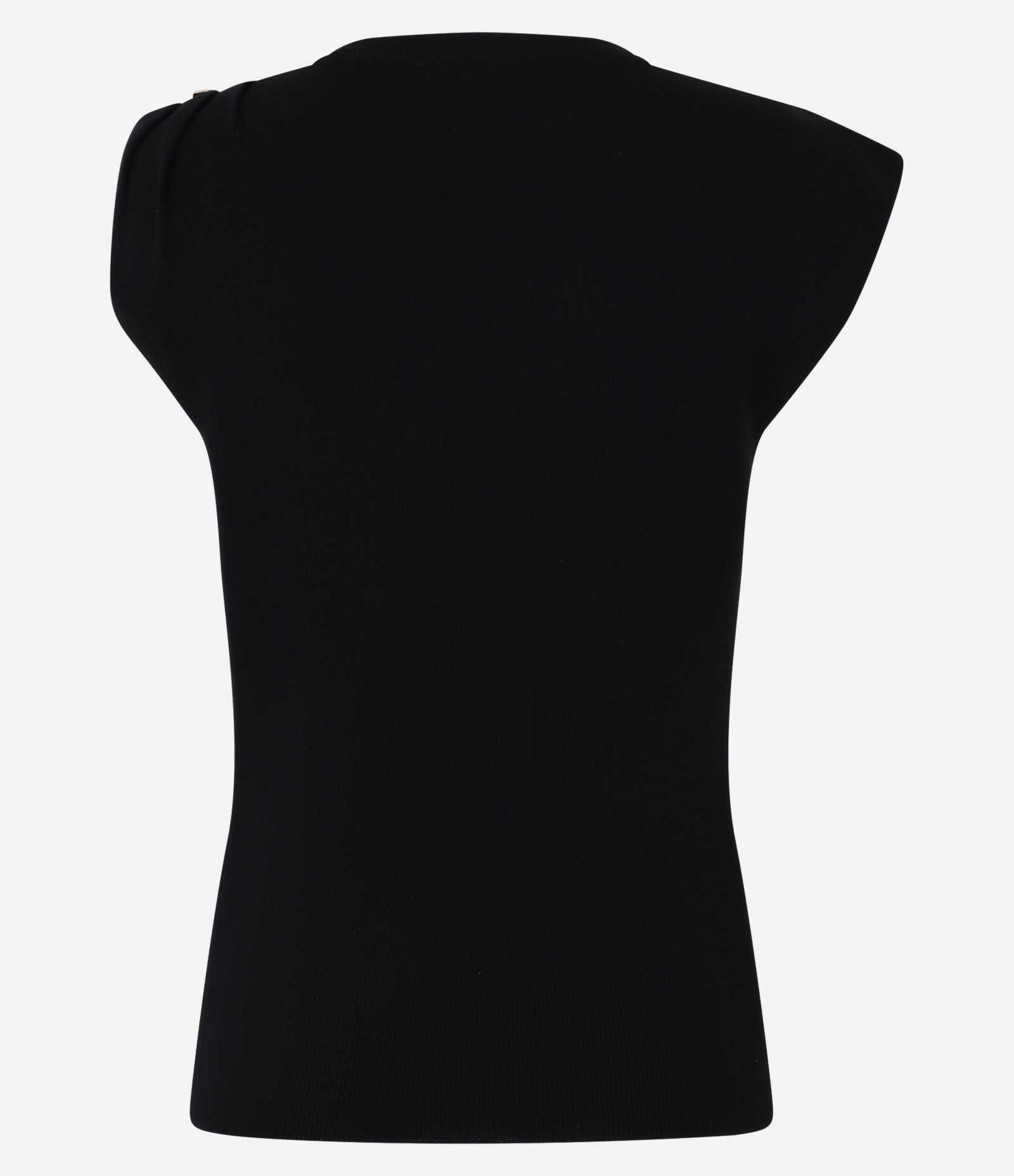 Blusa em Tricô com Ombreira e Aviamento Metalizado Preto 8