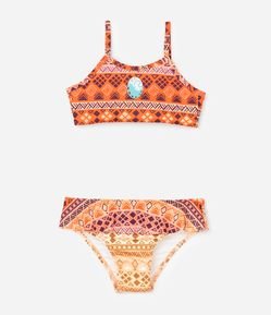 Biquíni Infantil com Proteção UV  e Estampa Moana - Tam 3 a 8 Anos