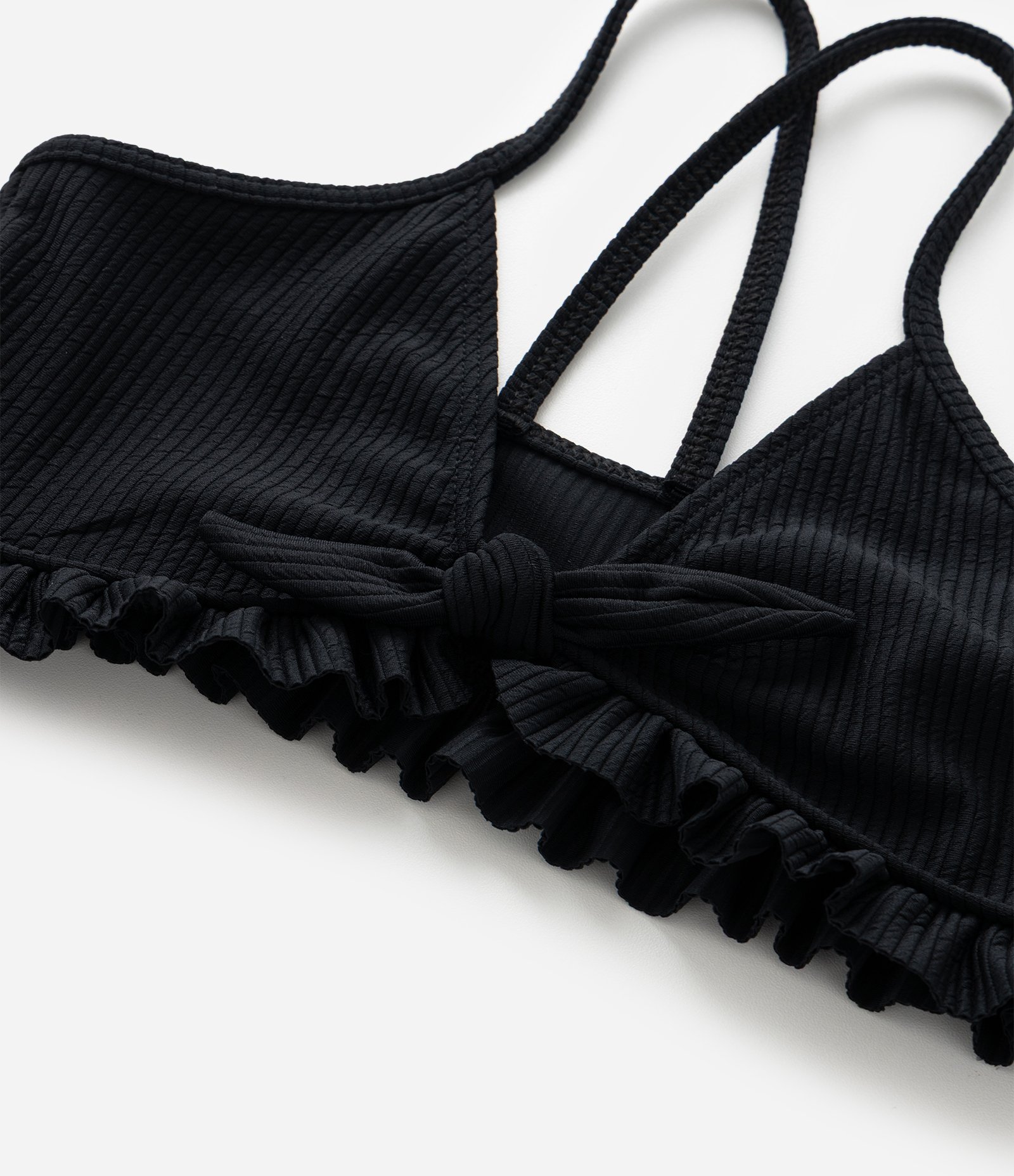 Biquini Infantil em Microfibra  com Tiras Cruzadas e Texturizado - Tam 5 a 14 Anos Preto 10