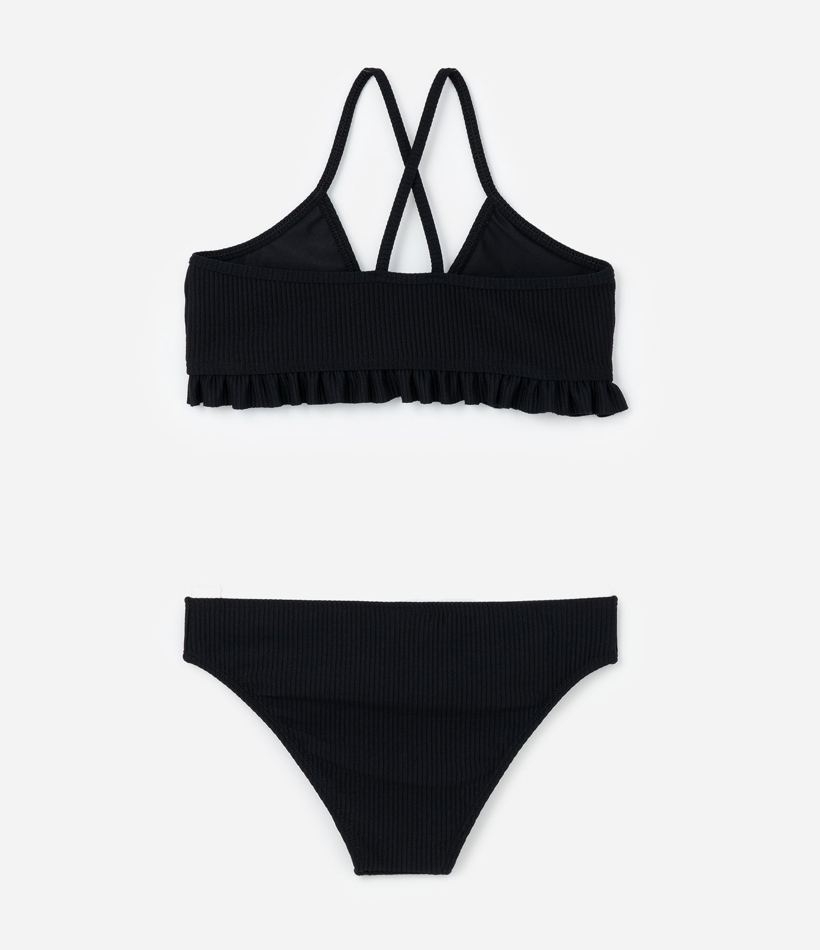 Biquini Infantil em Microfibra  com Tiras Cruzadas e Texturizado - Tam 5 a 14 Anos Preto 2