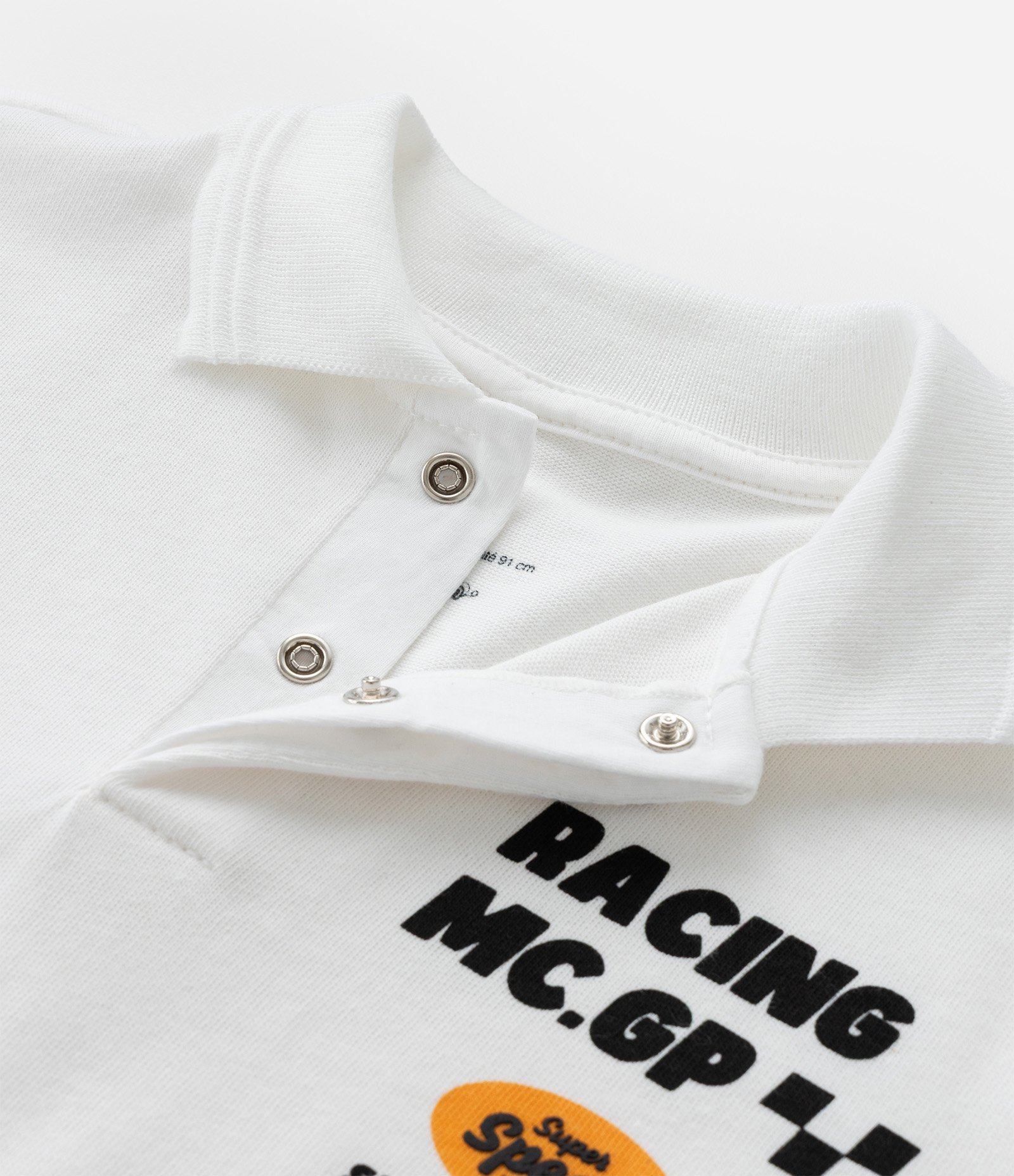 Camisa Infantil Polo com Estampa de Carro Racing - Tam 1 a 5/6 Anos Branco 4