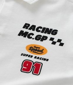 Camisa Infantil Polo com Estampa de Carro Racing - Tam 1 a 5/6 Anos