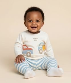 Conjunto Infantil com Estampa Carros Interativos  - Tam 0 a 18 meses