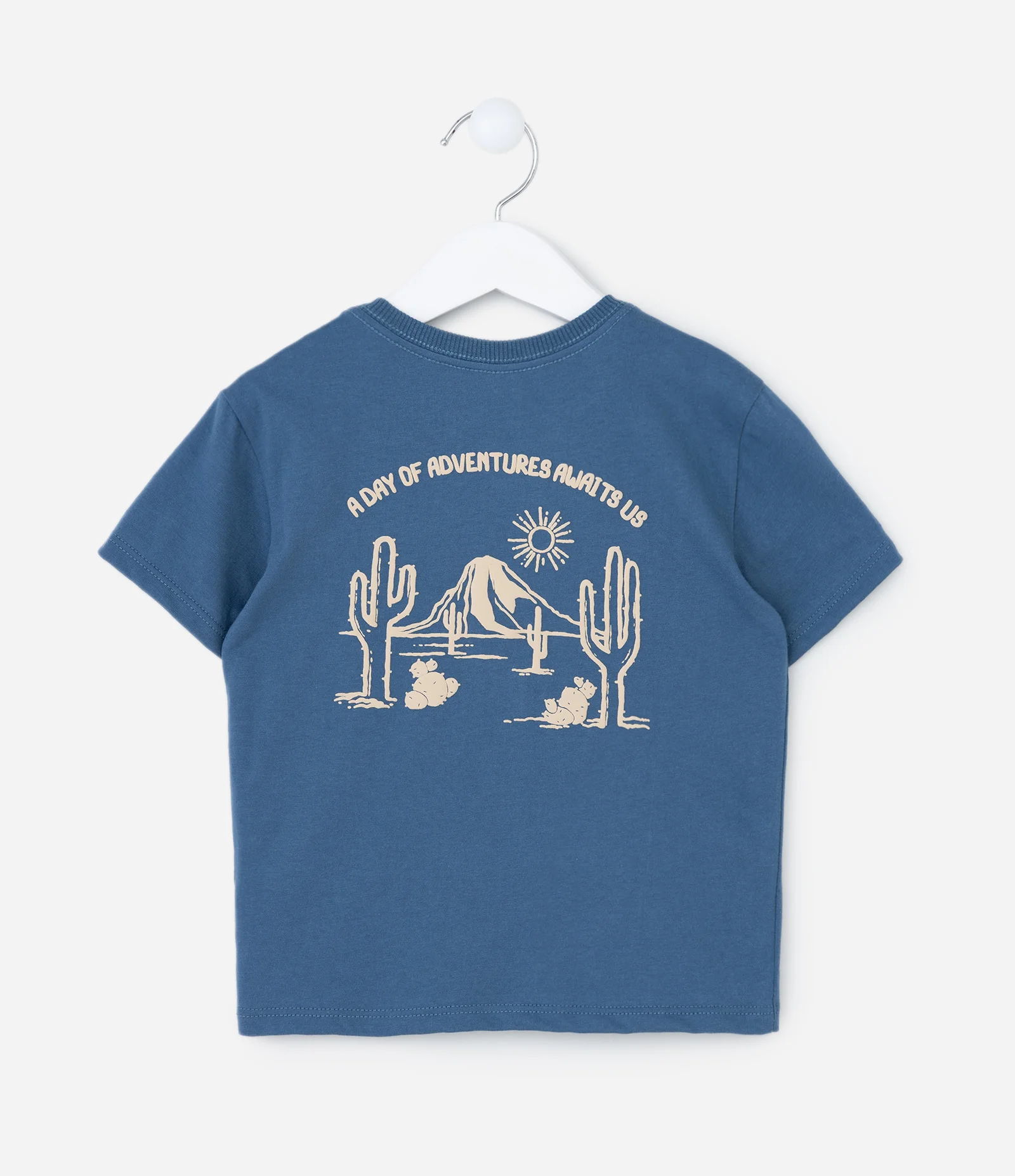 Camiseta Infantil com Estampa Frente e Costas Paisagem - Tam 1 a 6 Anos Azul 2