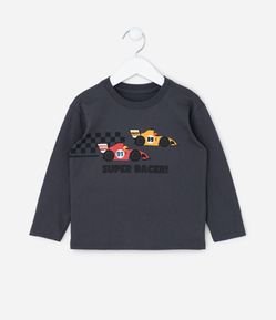 Camiseta Infantil com Estampa Carros de Corrida - Tam 1 a 6 Anos