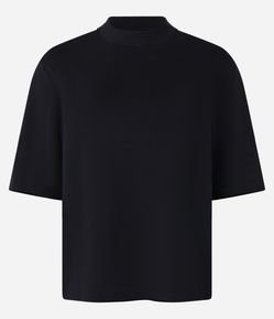 Camiseta em Ribana com Gola Redonda