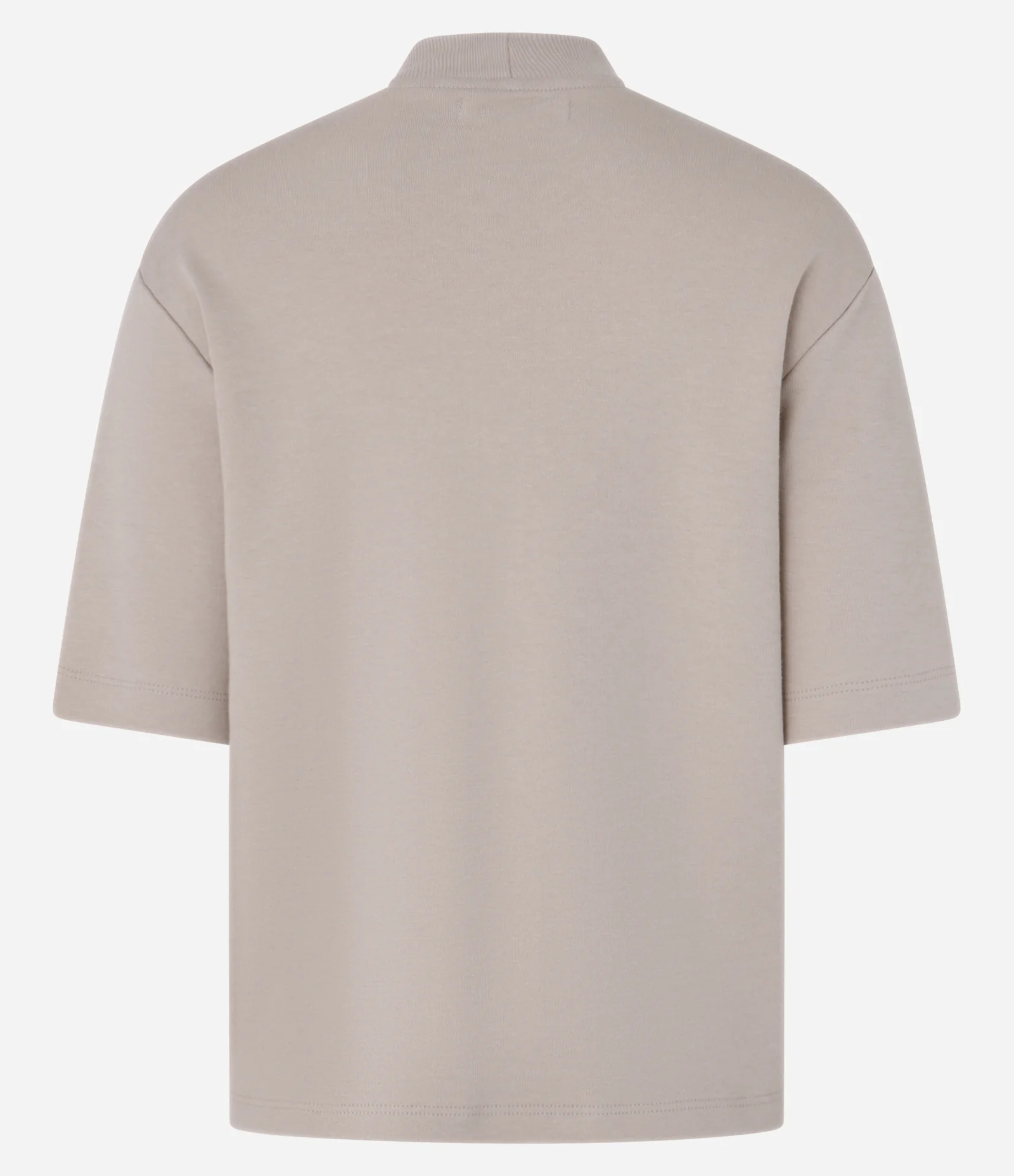 Camiseta em Ribana com Gola Redonda Bege 2