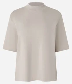 Camiseta em Ribana com Gola Redonda