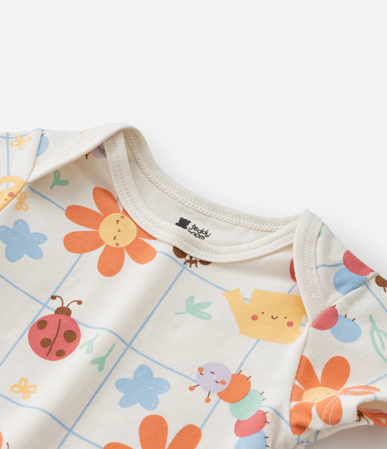 Body Infantil com Estampa Bichinhos e Florzinhas - Tam RN a 18 meses Bege 6