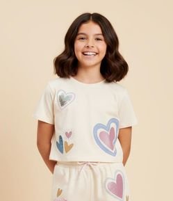Blusa Cropped Infantil com Bordado em Paetês - Tam 5 a 14 Anos