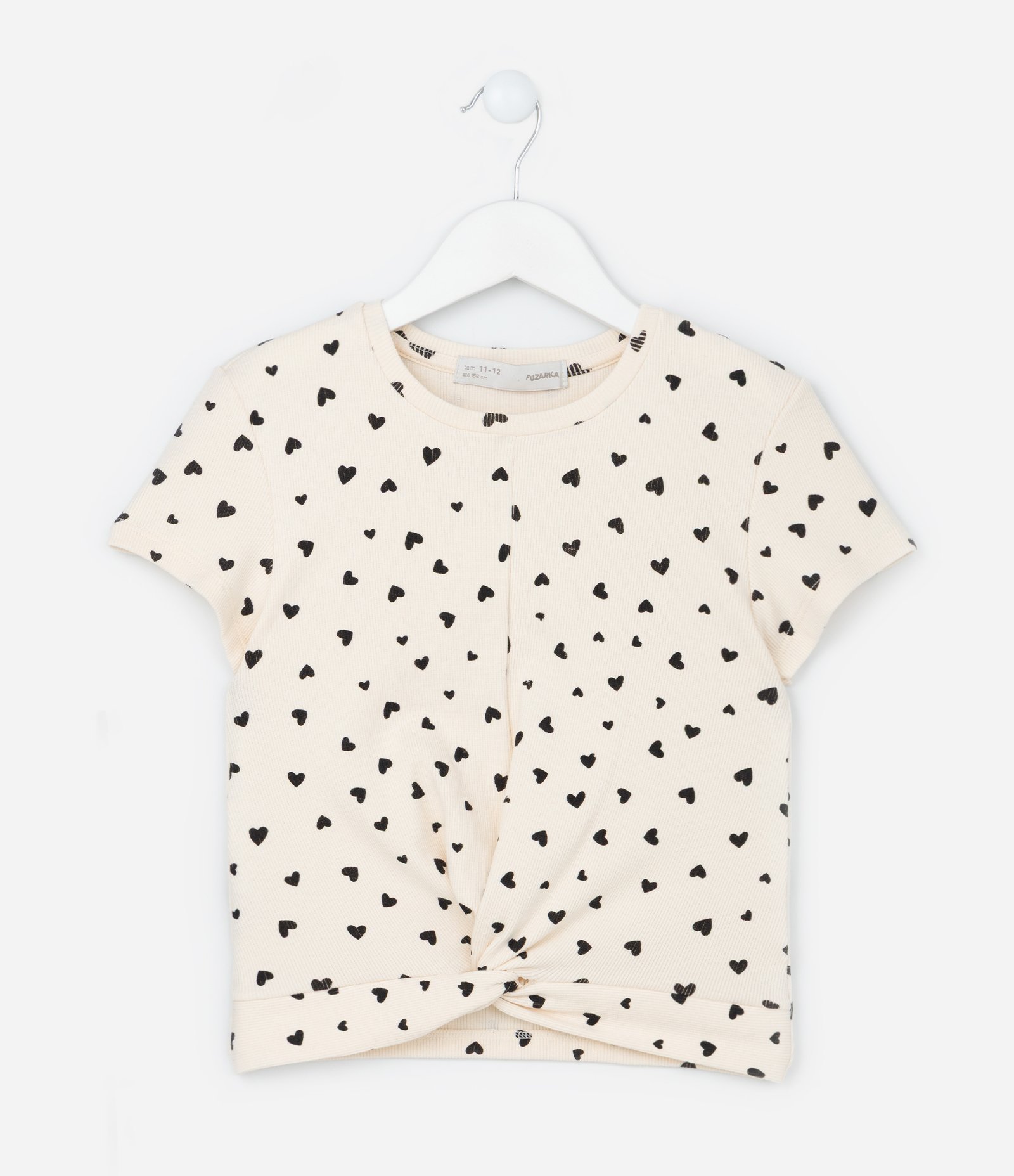 Blusa Infantil em Ribana com Nó Frontal - Tam 5 a 14 Anos Bege 1