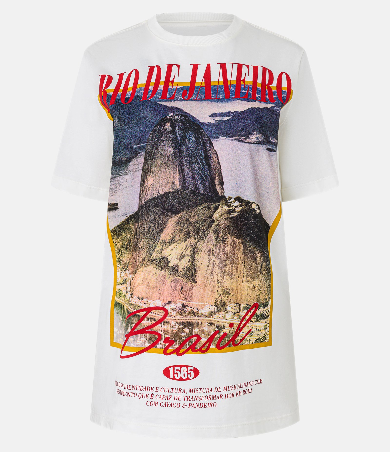Camiseta em Algodão com Estampa Rio de Janeiro Brasil Branco 4