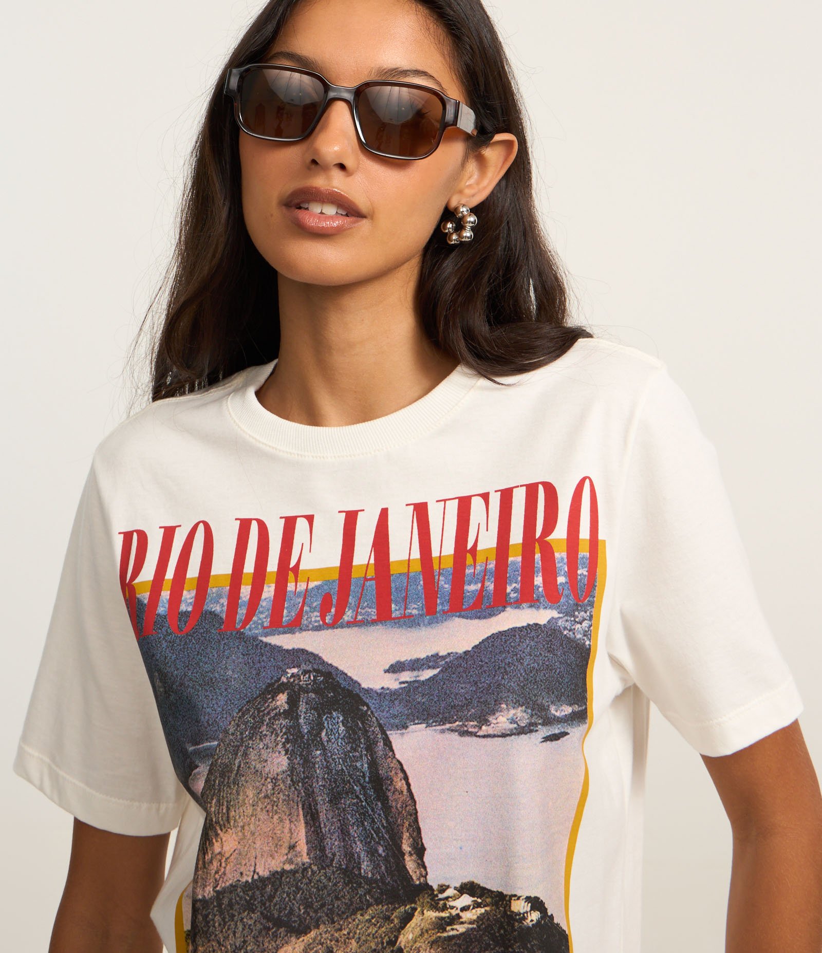 Camiseta em Algodão com Estampa Rio de Janeiro Brasil Branco 3