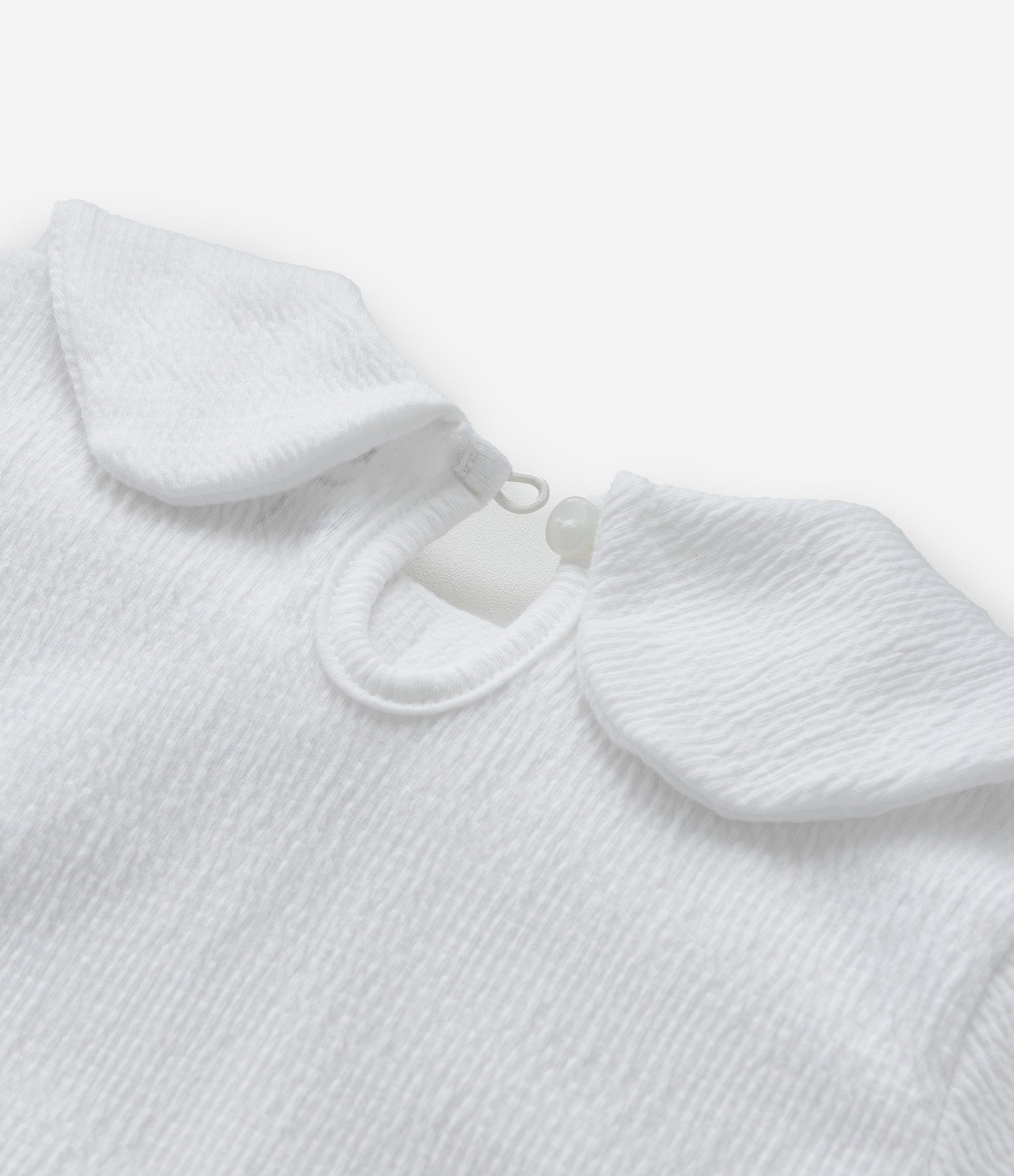 Conjunto Infantil Texturizado com Gola Laço - Tam Meia 0 a 18 meses Branco/Bege 13