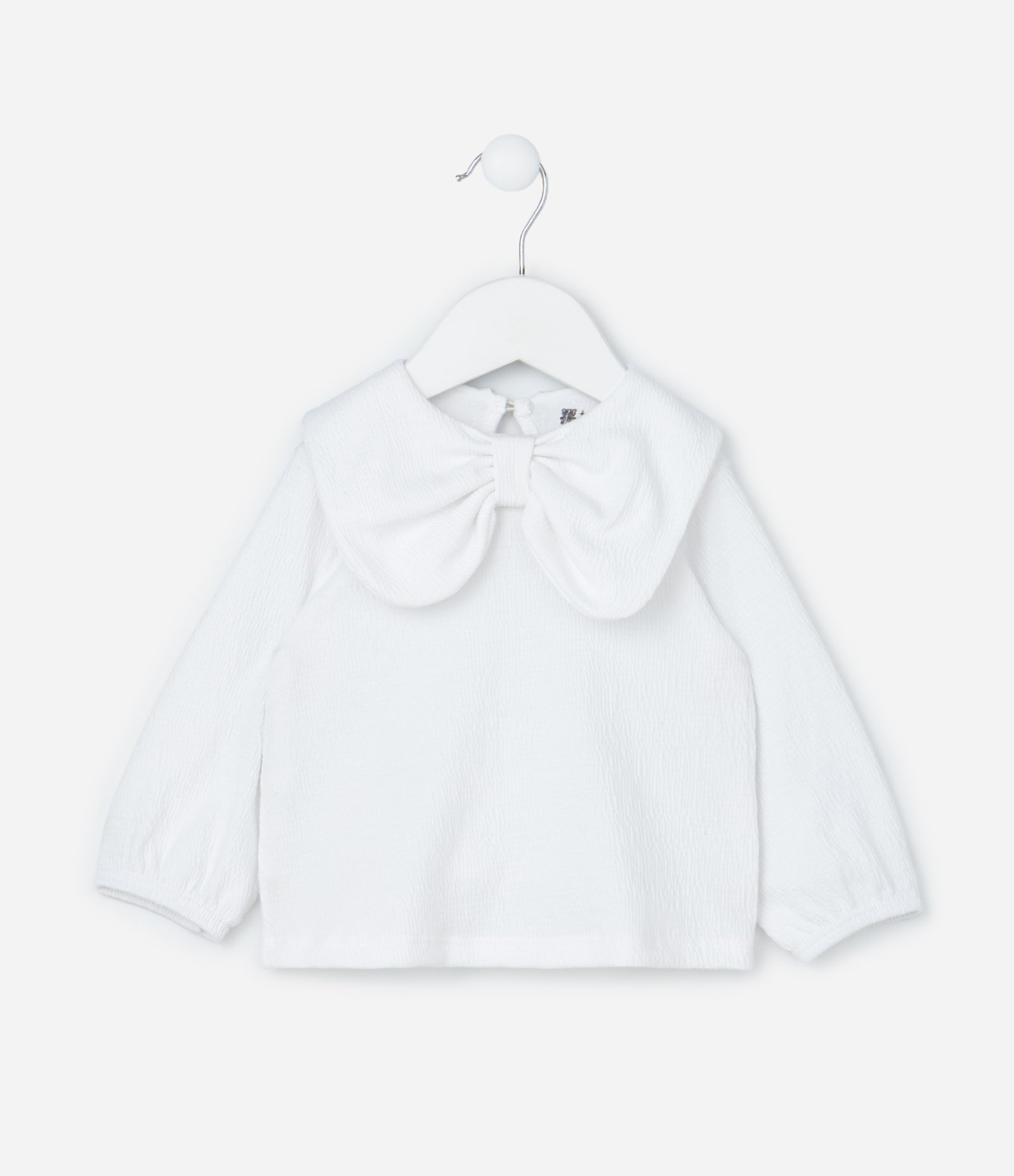 Conjunto Infantil Texturizado com Gola Laço - Tam Meia 0 a 18 meses Branco/Bege 4