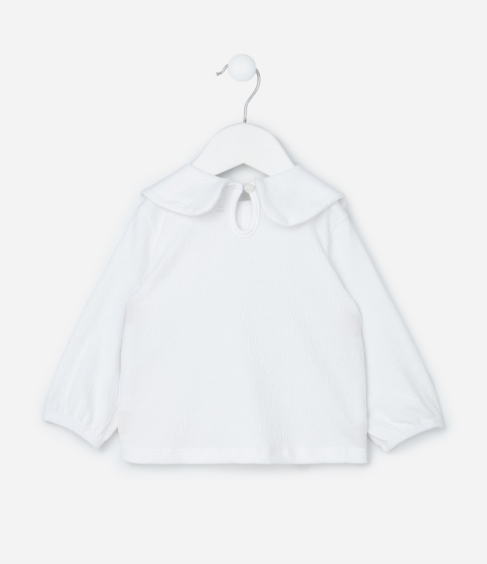 Conjunto Infantil Texturizado com Gola Laço - Tam Meia 0 a 18 meses Branco/Bege 5