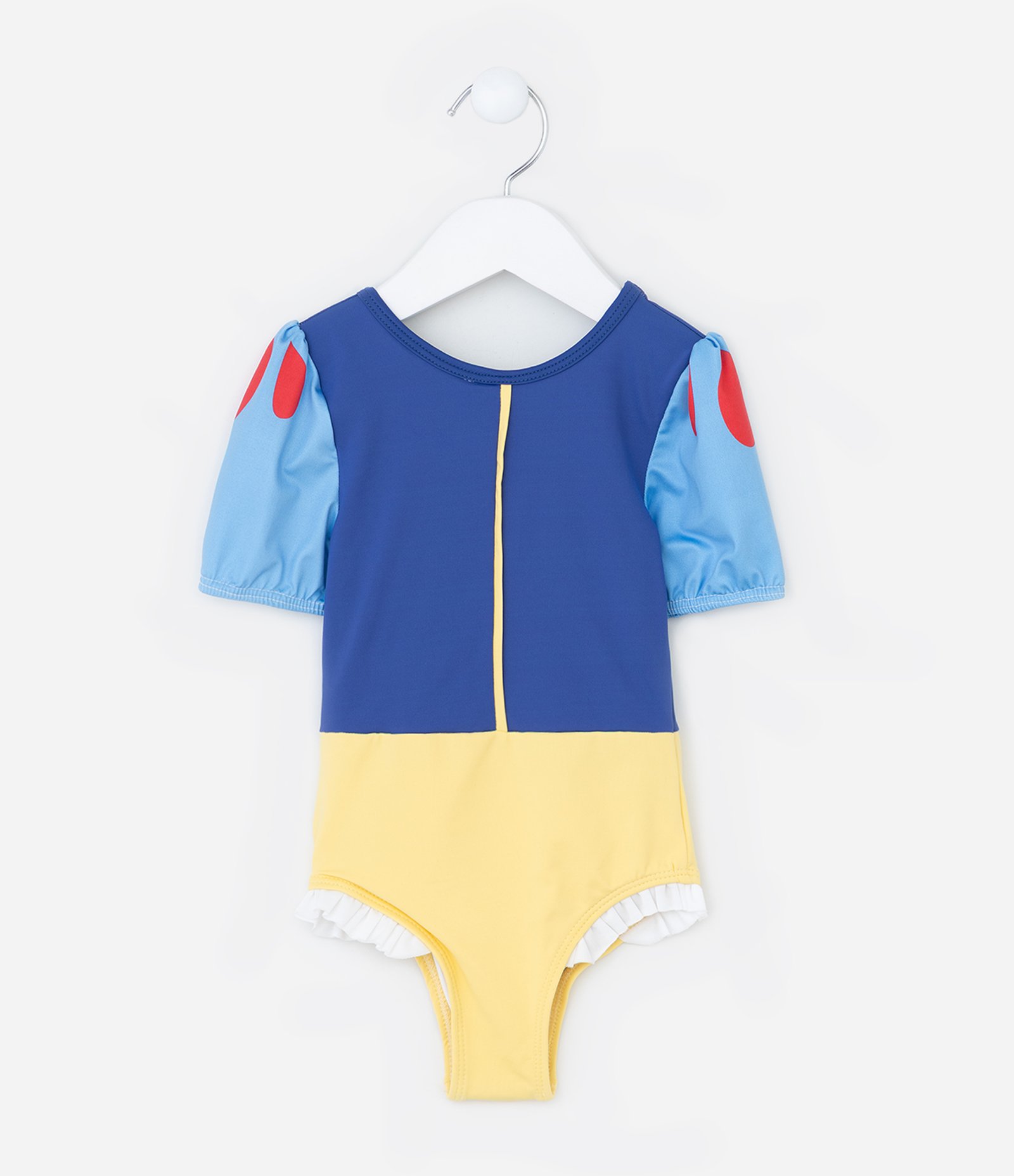 Maiô Infantil com Proteção UV e Estampa Branca de Neve - Tam 2 a 6 Anos Azul/Amarelo 1