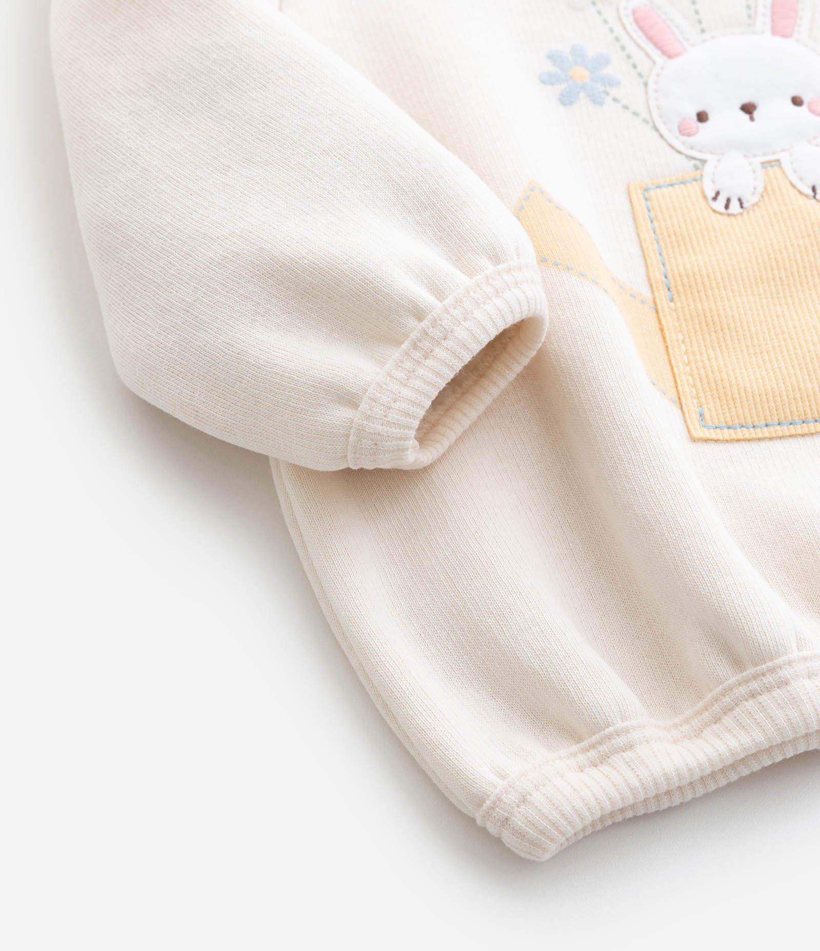 Conjunto Infantil em Moletom com Estampa de Coelhinho - Tam 0 a 18 Meses Laranja/Bege 10