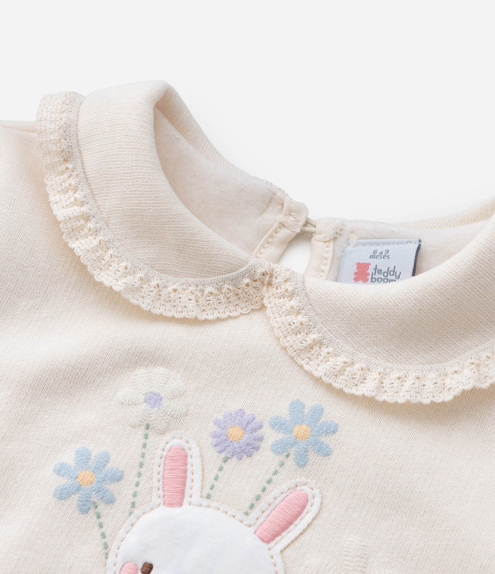 Conjunto Infantil em Moletom com Estampa de Coelhinho - Tam 0 a 18 Meses Laranja/Bege 12