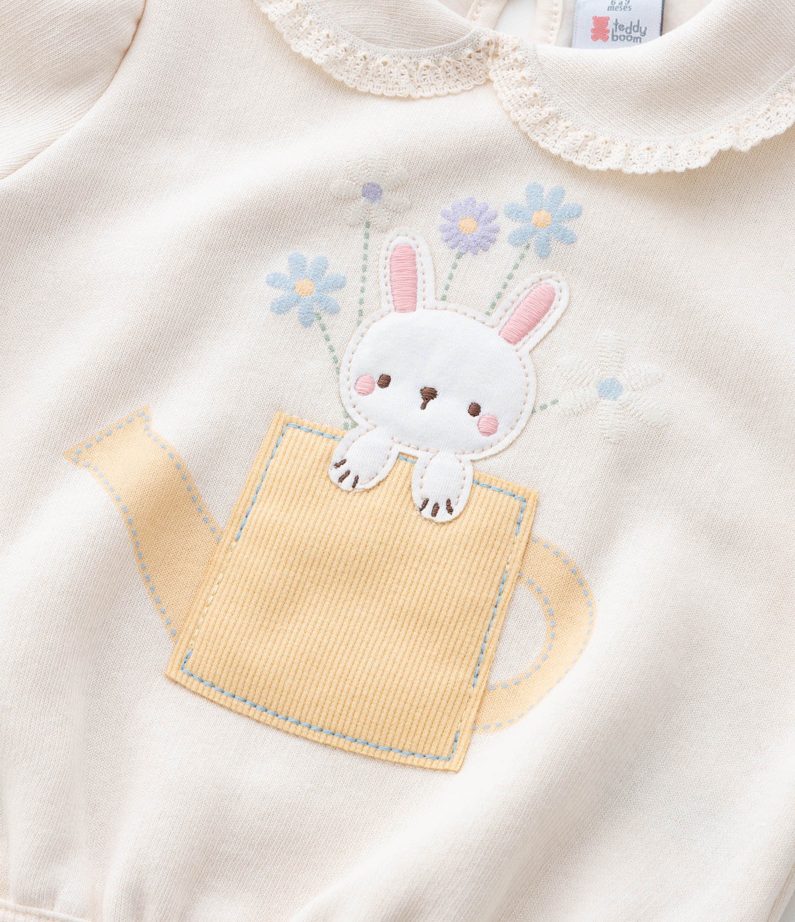 Conjunto Infantil em Moletom com Estampa de Coelhinho - Tam 0 a 18 Meses Laranja/Bege 13