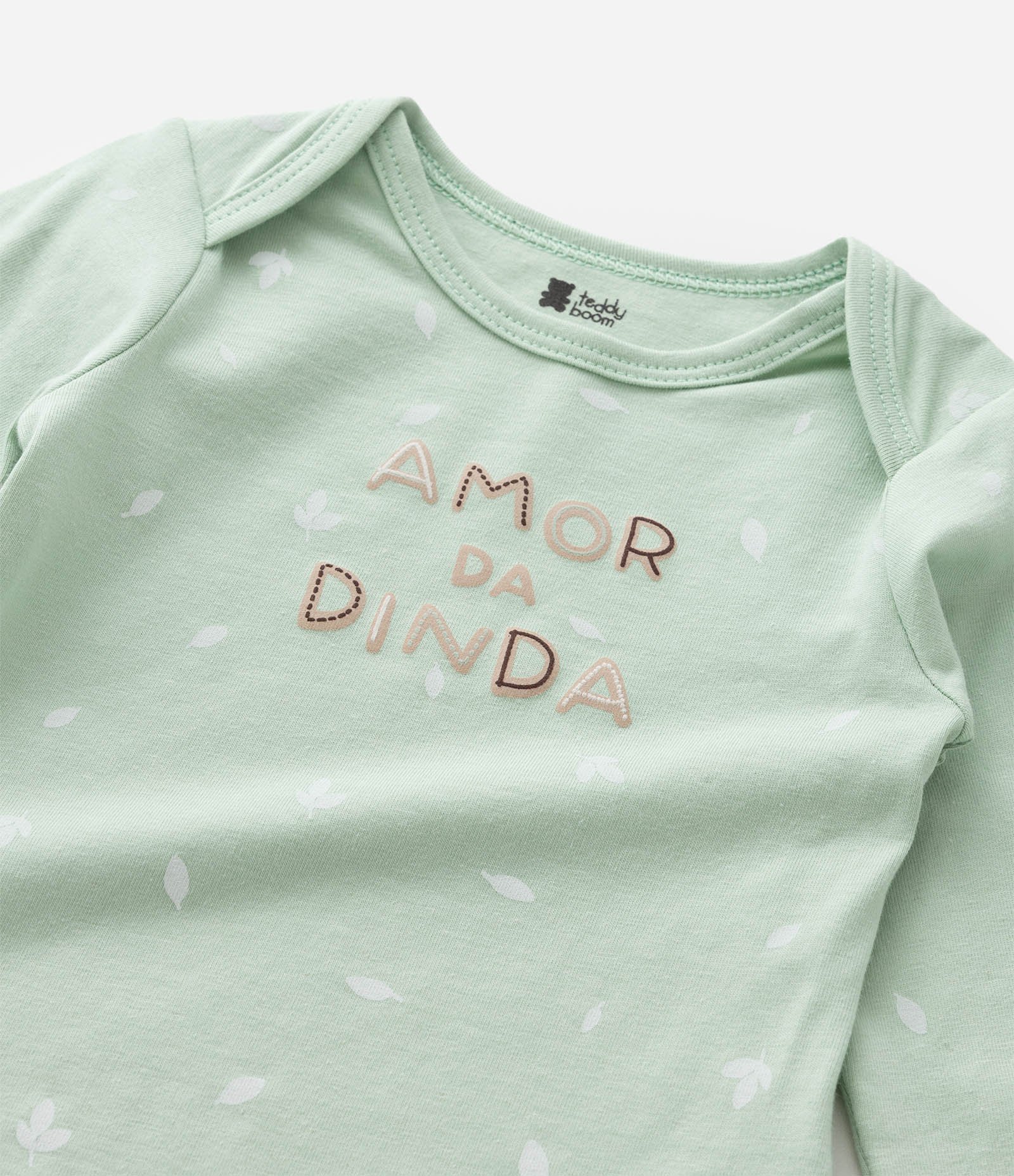 Body Infantil com Lettering Amor da Dinda - Tam RN a 18 meses Verde 7