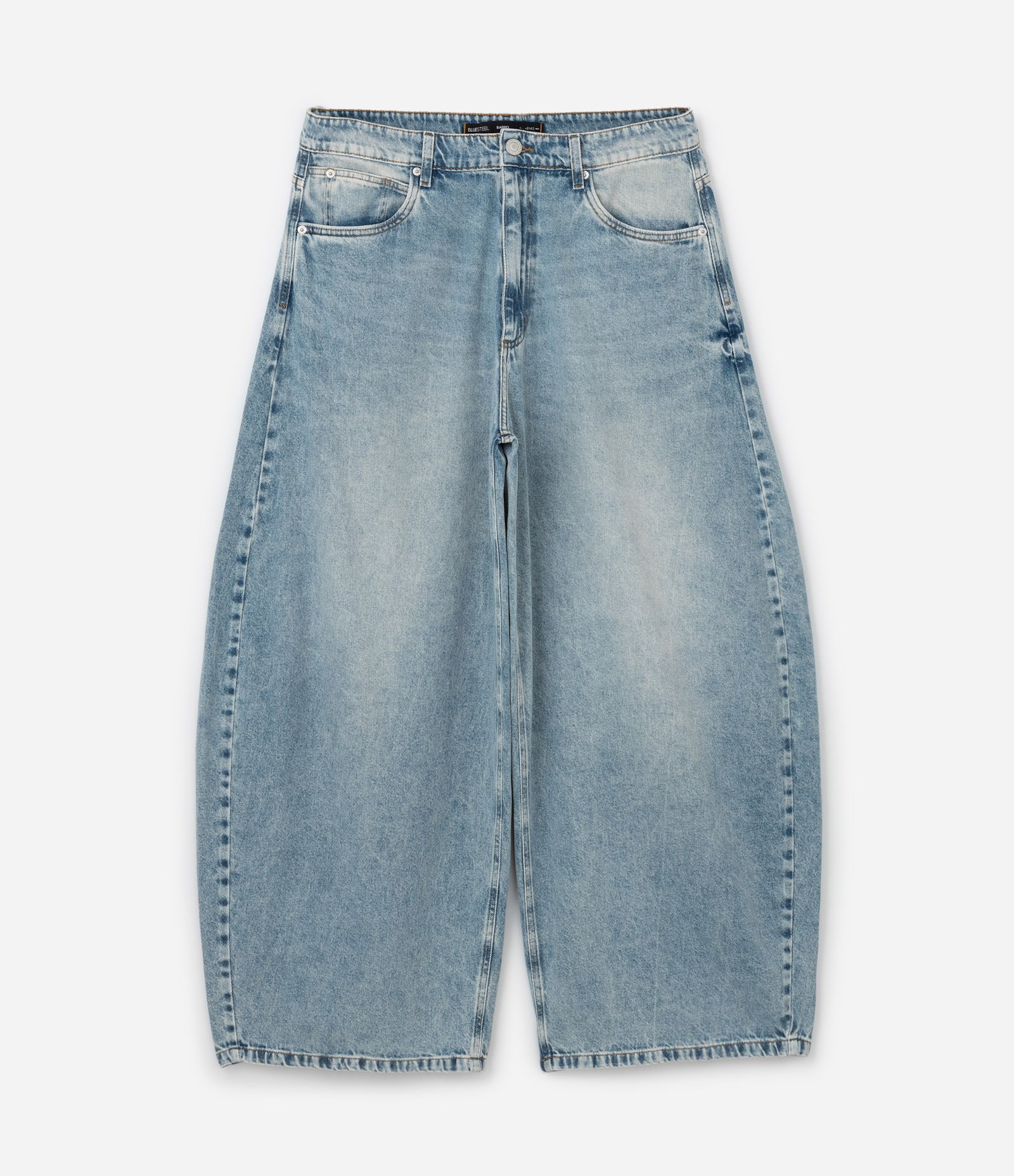 Calça Barrel em Jeans com Bolsos Azul 5