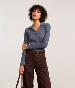 Blusa em Ribana com Gola Polo