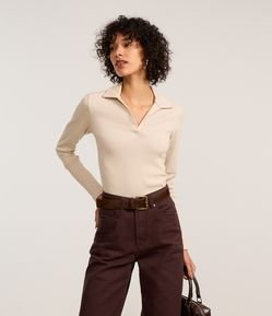 Blusa em Ribana com Gola Polo