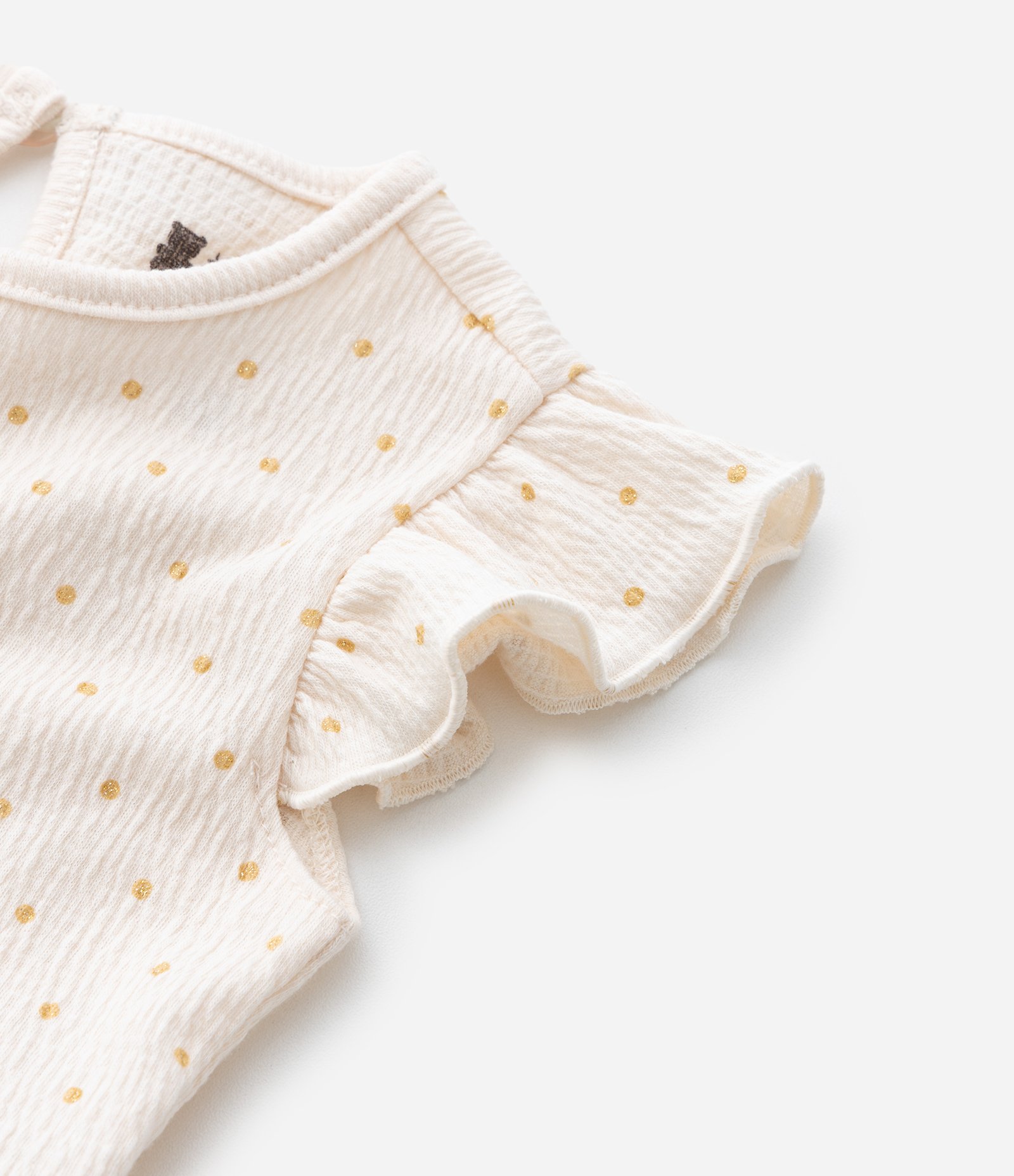 Vestido Body Infantil com Textura e Estampa Poá - Tam 0 a 18 meses Bege 4
