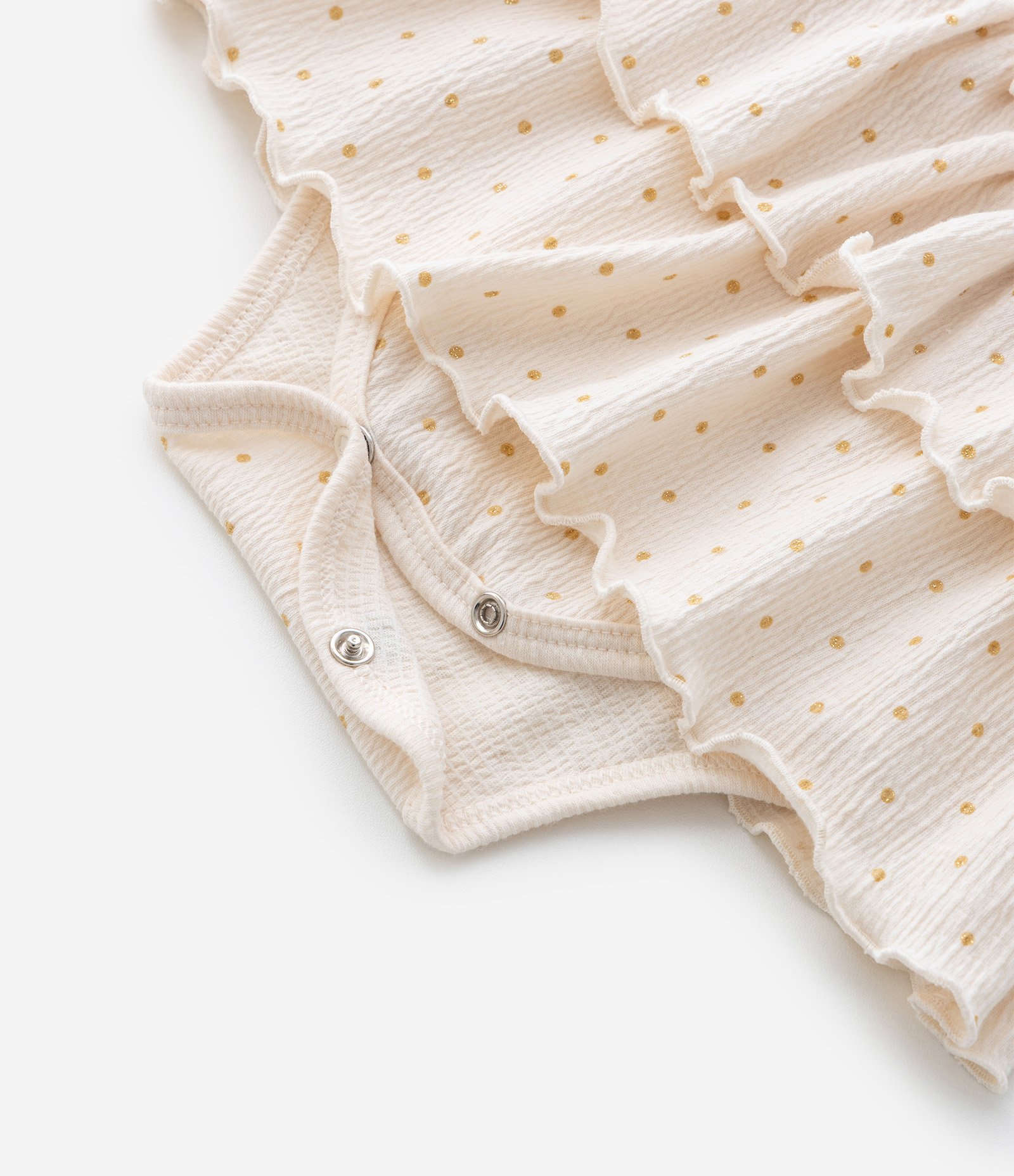 Vestido Body Infantil com Textura e Estampa Poá - Tam 0 a 18 meses Bege 5