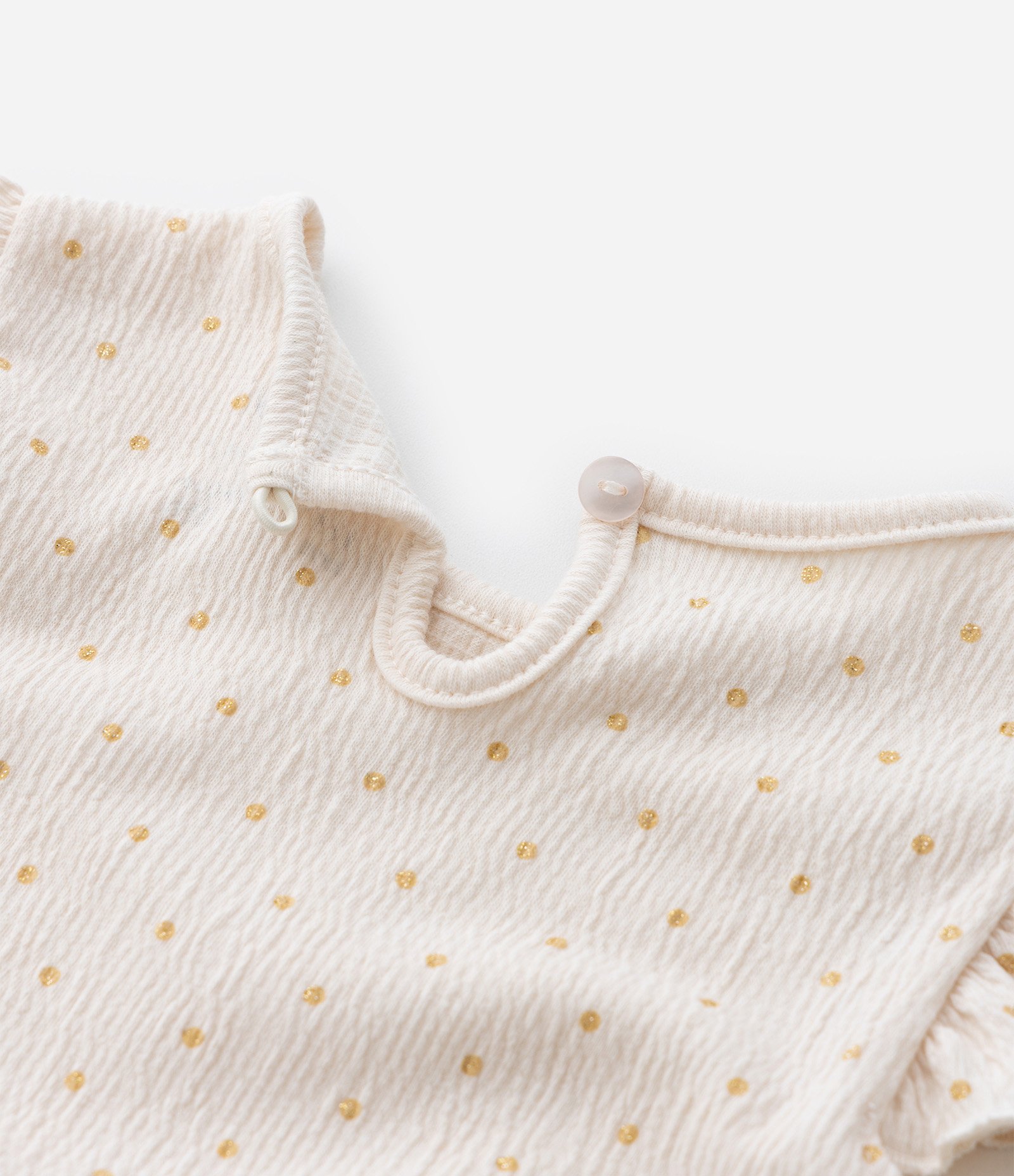 Vestido Body Infantil com Textura e Estampa Poá - Tam 0 a 18 meses Bege 6